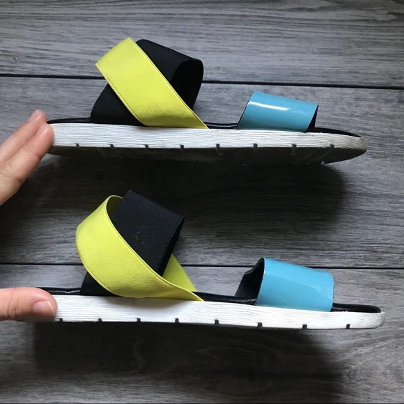 Furla Shoes - Furla Blue Black and Yellow Sandals
